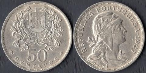 Португалия 50 сентаво 1927