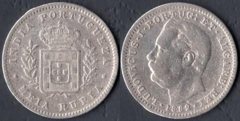Португальская Индия 1/2 рупии 1882