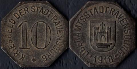 Равенсбург 10 пфеннигов 1918