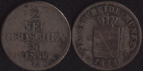 Саксония 2 гроша 1852
