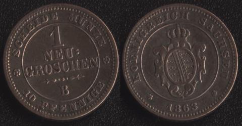 Саксония 10 пфеннигов (новый грош) 1863