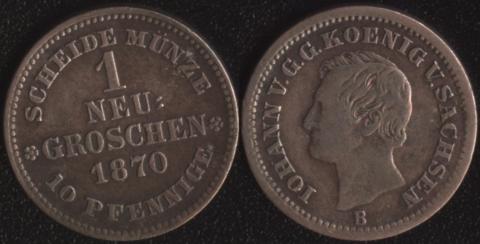 Саксония 1 грош 1870