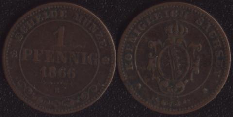 Саксония 1 пфенниг 1866