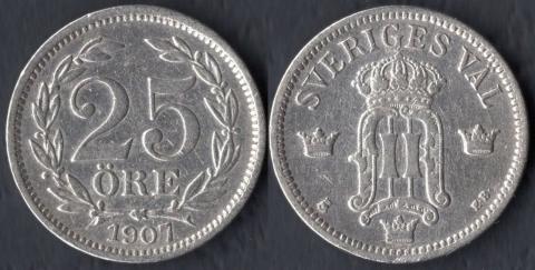 Швеция 25 оре 1907