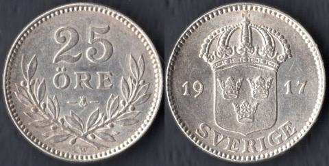 Швеция 25 оре 1917