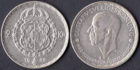 Швеция 2 кроны 1942