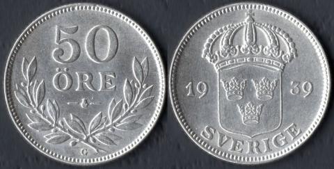 Швеция 50 оре 1939