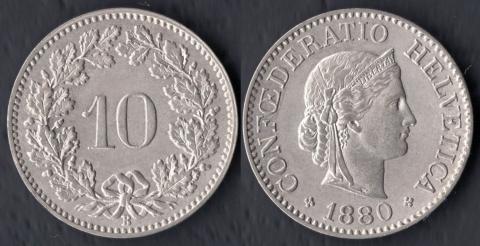 Швейцария 10 раппен 1880