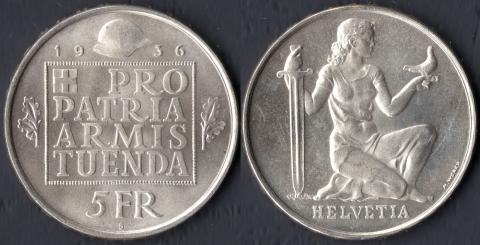 Швейцария 5 франков 1936