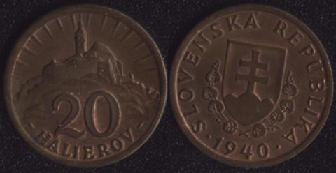 Словакия 20 хеллеров 1940 Словакия 20 хеллеров 1940