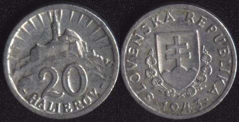 Словакия 20 хеллеров 1943 Словакия 20 хеллеров 1943