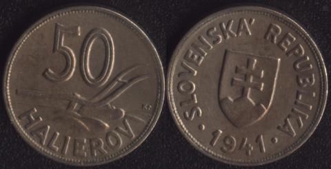 Словакия 50 хеллеров 1941 Словакия 50 хеллеров 1941