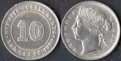 Стрейтс Сеттлементс 10 центов 1900