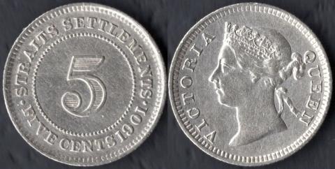 Стрейтс Сеттлементс 5 центов 1901