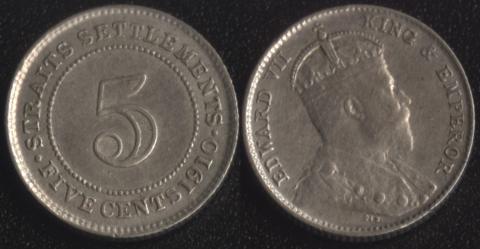 Стрейтс Сеттлементс 5 центов 1910