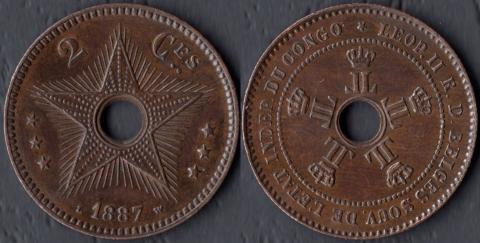 Свободное государство Конго 2 сантима 1887
