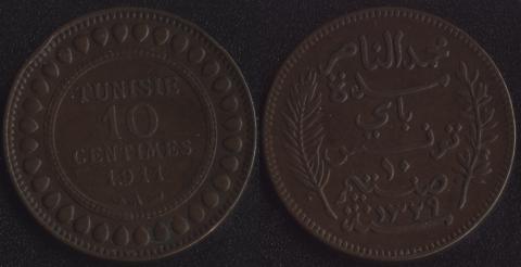 Тунис 10 сантим 1911