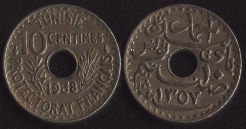 Тунис 10 сантим 1938