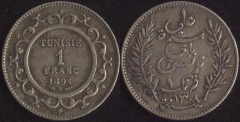 Тунис 1 франк 1891