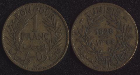 Тунис 1 франк 1926
