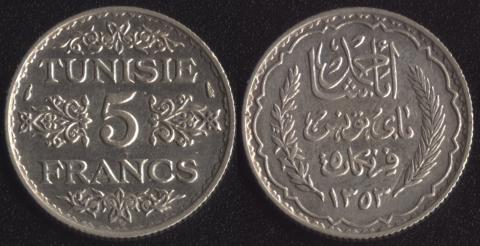 Тунис 5 франков 1934