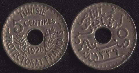 Тунис 5 сантим 1920