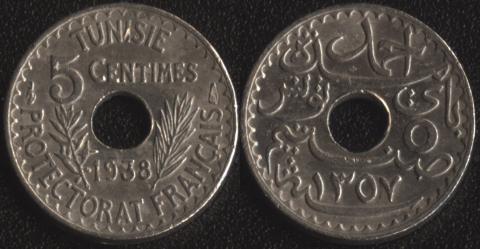 Тунис 5 сантим 1938