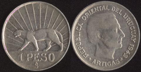 Уругвай 1 песо 1942