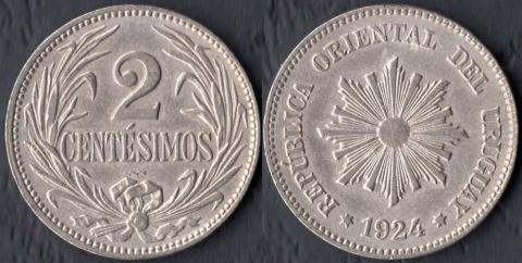 Уругвай 2 сентесимо 1924