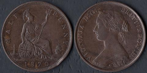 Великобритания 1/2 пенни 1870