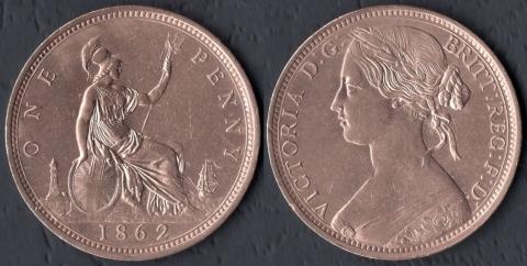 Великобритания 1 пенни 1862