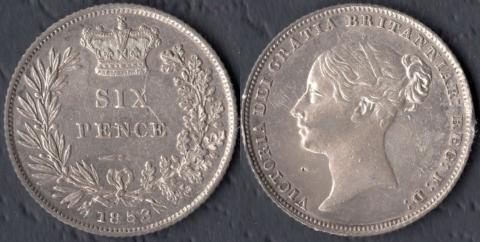 Великобритания 6 пенсов 1853