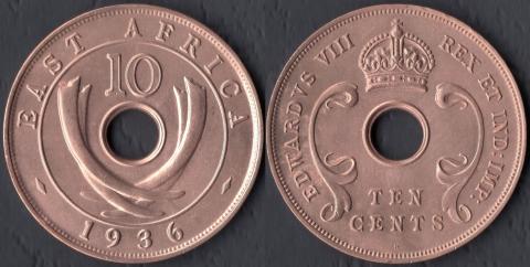 Восточная Африка 10 центов 1936 (Эдуард VIII)