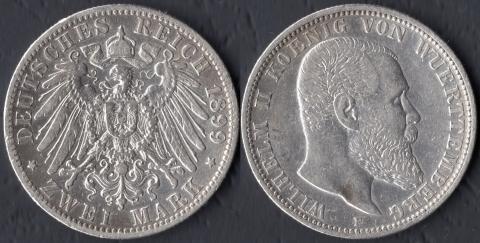Вюртемберг 2 марки 1899