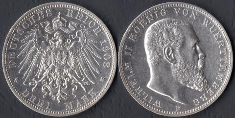 Вюртемберг 3 марки 1908