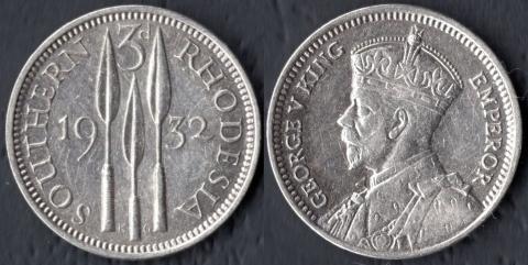 Южная Родезия 3 пенса 1932