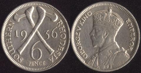 Южная Родезия 6 пенсов 1936
