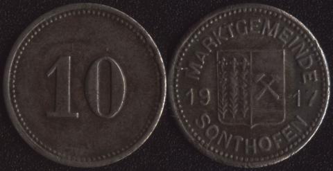 Зонтхофен 10 пфеннигов 1917